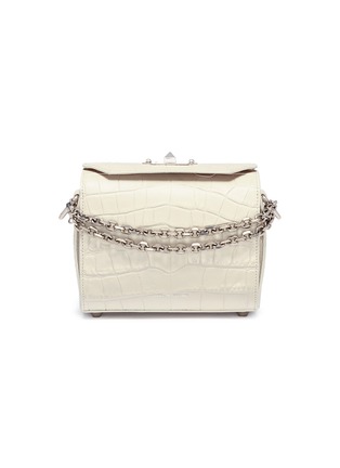 Main View - Click To Enlarge - ALEXANDER MCQUEEN - 'Box Bag 19' in croc embossed leather