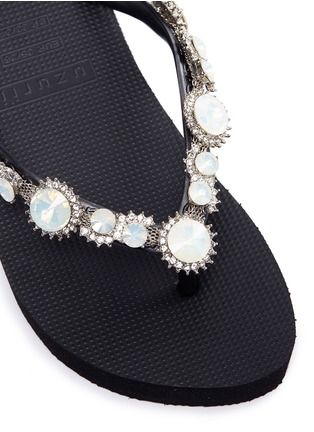 Detail View - Click To Enlarge - UZURII - 'Pearl Marilyn Mid Heel' crystal wedge thong sandals