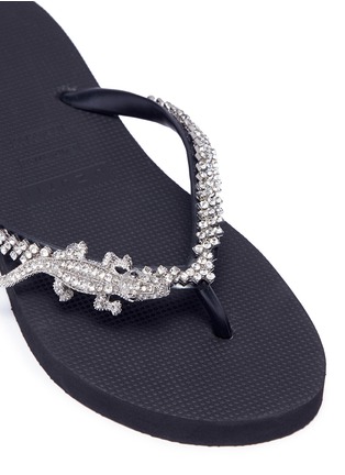 Detail View - Click To Enlarge - UZURII - 'Crocodile' embellished thong sandals