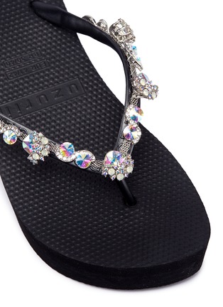 Detail View - Click To Enlarge - UZURII - 'Jenny High Heel' crystal wedge thong sandals