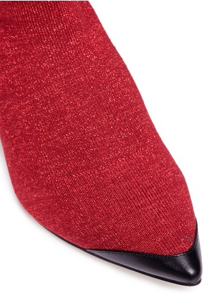 Detail View - Click To Enlarge - PEDDER RED - 'Jacob' glitter Lurex knit ankle sock boots