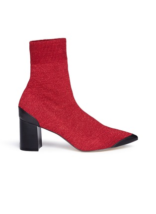 Main View - Click To Enlarge - PEDDER RED - 'Jacob' glitter Lurex knit ankle sock boots