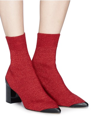 Figure View - Click To Enlarge - PEDDER RED - 'Jacob' glitter Lurex knit ankle sock boots