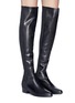 Figure View - Click To Enlarge - PEDDER RED - 'Jesse' rib knit leather thigh high boots