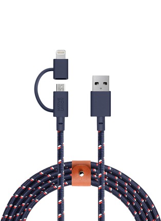 Figure View - Click To Enlarge - NATIVE UNION - BELT twin head Micro-USB to lightning charging cable – Nautical