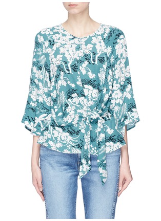 Main View - Click To Enlarge - TOPSHOP - Tie front fern print crepe top