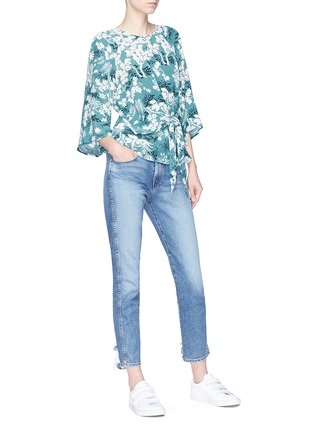 Figure View - Click To Enlarge - TOPSHOP - Tie front fern print crepe top