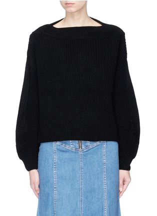 Main View - Click To Enlarge - TOPSHOP - Button side boat neck rib knit sweater