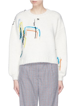 Main View - Click To Enlarge - TOPSHOP - Fringe stripe embroidered sweater