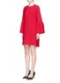 Front View - Click To Enlarge - VALENTINO GARAVANI - Ruffle sleeve Crepe Couture dress