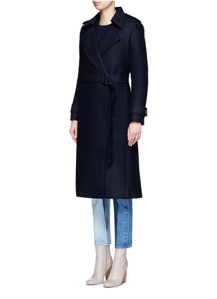 Front View - Click To Enlarge - MO&CO. EDITION 10 - Raw edge felt trench coat