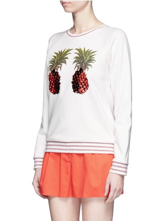 Front View - Click To Enlarge - GIAMBA - Flocked velvet glitter pineapple print sweatshirt