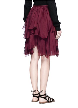 Back View - Click To Enlarge - CHLOÉ - Pointy' tiered ruffle silk georgette skirt