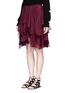 Front View - Click To Enlarge - CHLOÉ - Pointy' tiered ruffle silk georgette skirt