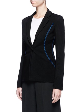 Figure View - Click To Enlarge - EMILIO PUCCI - Contrast topstitch stretch suiting jacket