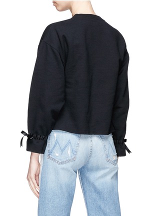 Back View - Click To Enlarge - FURUGI-NI-LACE - Lace-up cuff graphic print sweatshirt