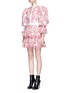 Front View - Click To Enlarge - ALEXANDER MCQUEEN - Floral broderie anglaise puff sleeve tiered dress