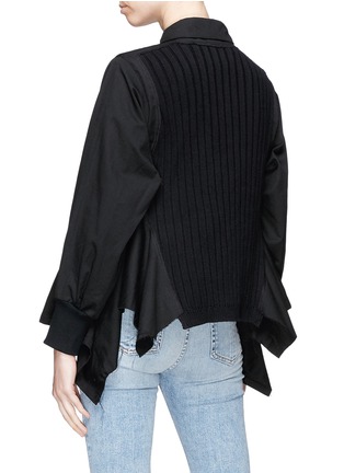 Back View - Click To Enlarge - FURUGI-NI-LACE - Rib knit panel flared shirt jacket