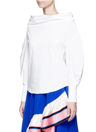 Front View - Click To Enlarge - EMILIO PUCCI - Convertible oversized off-shoulder cotton shirt