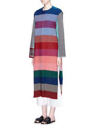 Front View - Click To Enlarge - PORTS 1961 - Stripe knit long coat