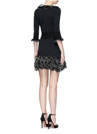 Back View - Click To Enlarge - ALEXANDER MCQUEEN - Netted silk ruffle knit dress