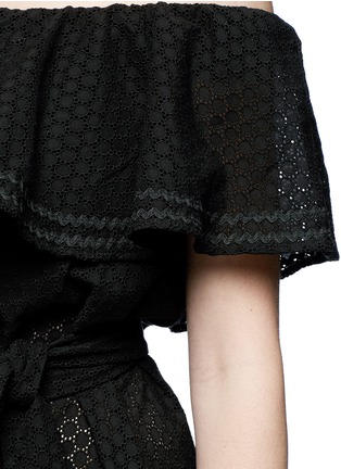 Detail View - Click To Enlarge - LISA MARIE FERNANDEZ - 'Mira' ruffled off-shoulder belted eyelet dress