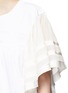Detail View - Click To Enlarge - CHLOÉ - Ruffle crépon sleeve grosgrain stripe T-shirt
