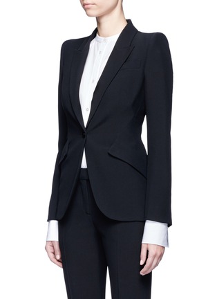 Front View - Click To Enlarge - ALEXANDER MCQUEEN - Button crepe blazer