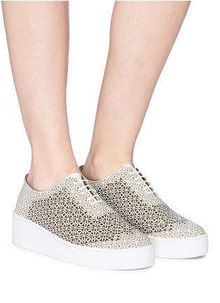 Figure View - Click To Enlarge - CLERGERIE - 'Tasso' lasercut patent leather platform sneakers