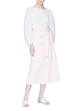 Figure View - Click To Enlarge - CHRISTOPHER ESBER - Cocoon sleeve tie back plissé pleated top