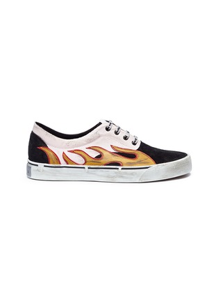 Main View - Click To Enlarge - PALM ANGELS - 'Distressed Flames' appliqué colourblock sneakers