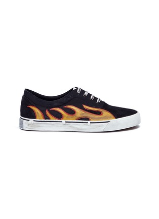 Main View - Click To Enlarge - PALM ANGELS - 'Distressed Flames' appliqué sneakers