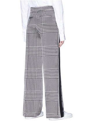Back View - Click To Enlarge - VICTORIA, VICTORIA BECKHAM - Stripe outseam houndstooth print silk satin pants