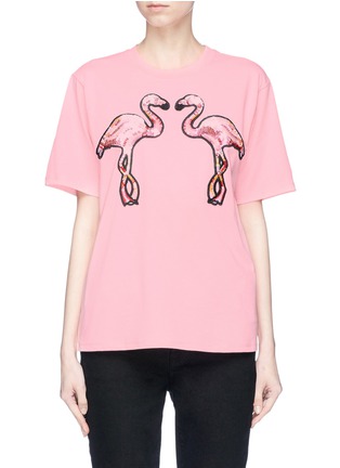 Main View - Click To Enlarge - VICTORIA, VICTORIA BECKHAM - Sequin flamingo appliqué T-shirt
