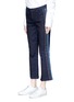 Front View - Click To Enlarge - VICTORIA, VICTORIA BECKHAM - Stripe outseam cropped flared jeans