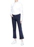 Figure View - Click To Enlarge - VICTORIA, VICTORIA BECKHAM - Stripe outseam cropped flared jeans