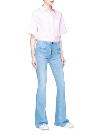 Figure View - Click To Enlarge - VICTORIA, VICTORIA BECKHAM - Flap pocket zip front flared jeans