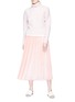 Figure View - Click To Enlarge - VICTORIA, VICTORIA BECKHAM - Stripe pleated crepe skirt