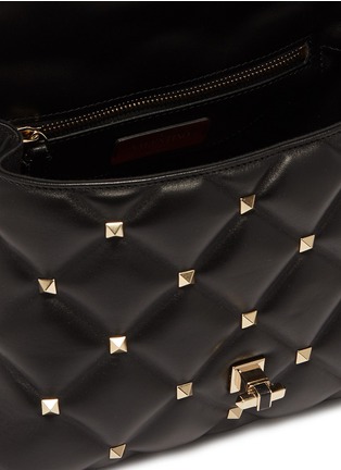 Detail View - Click To Enlarge - VALENTINO - 'Candystud' logo print quilted leather satchel bag