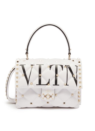 Main View - Click To Enlarge - VALENTINO GARAVANI - 'Candystud' logo print quilted leather satchel bag