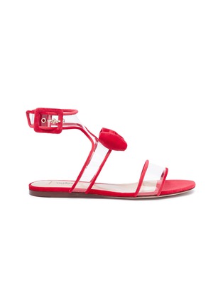 Main View - Click To Enlarge - VALENTINO GARAVANI - 'Dollybow' velvet pipe clear PVC sandals