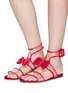 Figure View - Click To Enlarge - VALENTINO GARAVANI - 'Dollybow' velvet pipe clear PVC sandals
