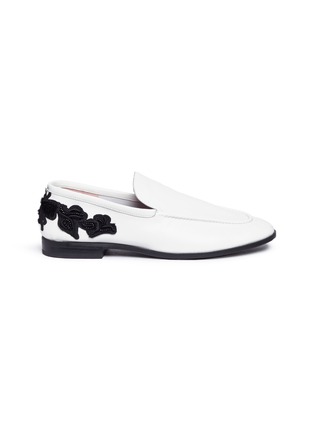 Main View - Click To Enlarge - PEDDER RED - 'Perry' bee appliqué leather loafers