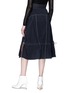 Back View - Click To Enlarge - 10478 - Contrast topstitching drawstring zip midi skirt