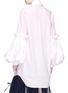 Back View - Click To Enlarge - 10478 - Puff sleeve oversized pussybow shirt