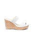 Main View - Click To Enlarge - JIMMY CHOO - 'Parker 100' cork wedge embossed leather sandals