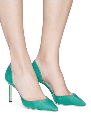 Figure View - Click To Enlarge - JIMMY CHOO - 'Esther 85' suede d'Orsay pumps