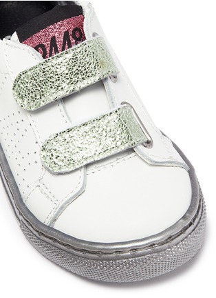 Detail View - Click To Enlarge - P448 - Cracked metallic strap leather toddler sneakers