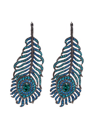 Main View - Click To Enlarge - KENNETH JAY LANE - Glass crystal peacock feather shaped drop earrings