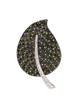 Main View - Click To Enlarge - KENNETH JAY LANE - Glass crystal leaf brooch